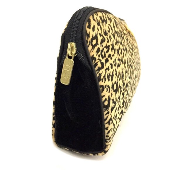 Christian Dior CD Logo Leopard Pattern Canvas Cosmetic Pouch Bag /1G0791 - Picture 2 of 8